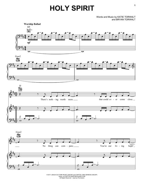 holy spirit francesca battistelli sheet music